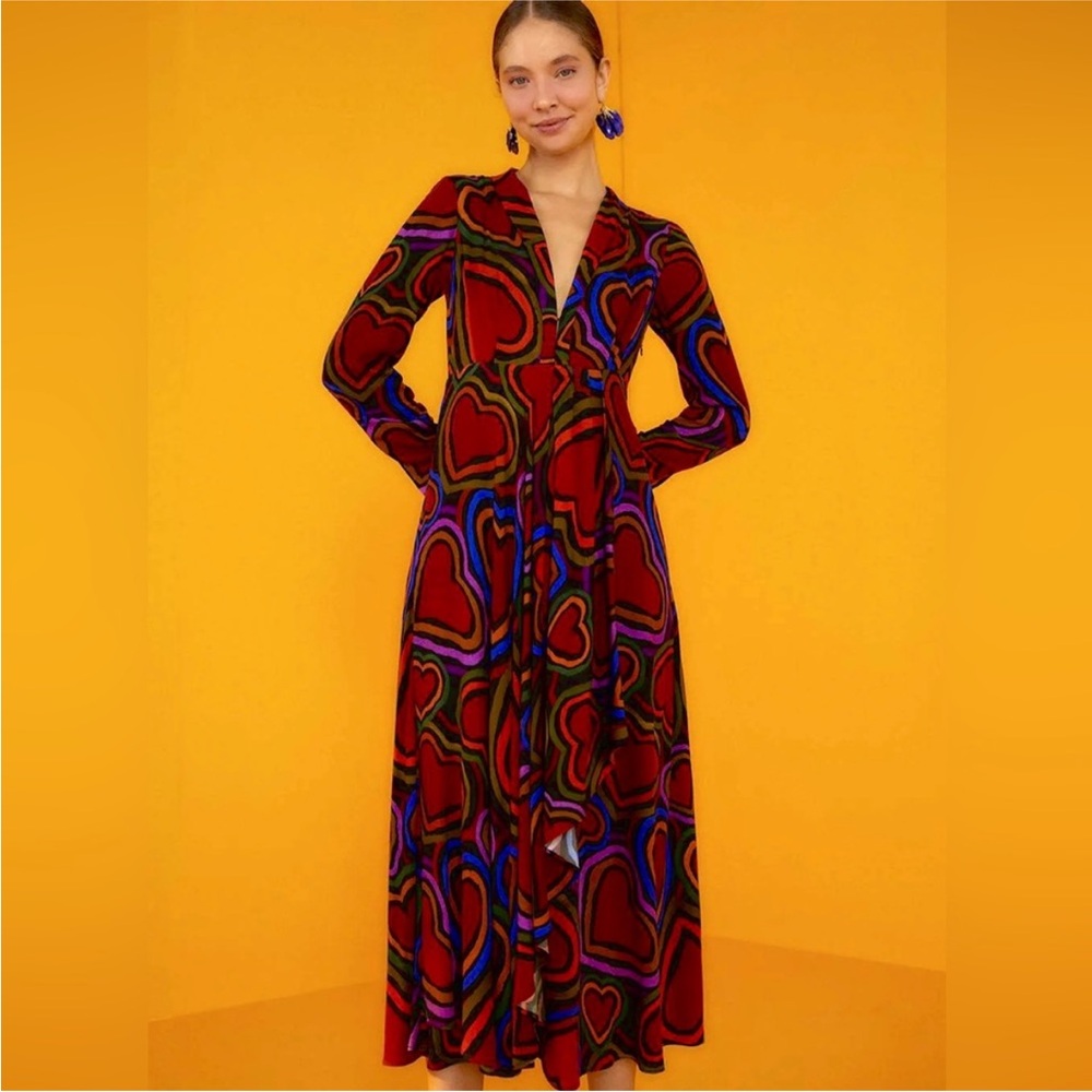 Farm Rio Rainbow Wild Hearts Maxi Dress